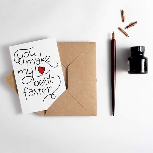 You Make My Heart Beat Faster Letterpress Valentines Card