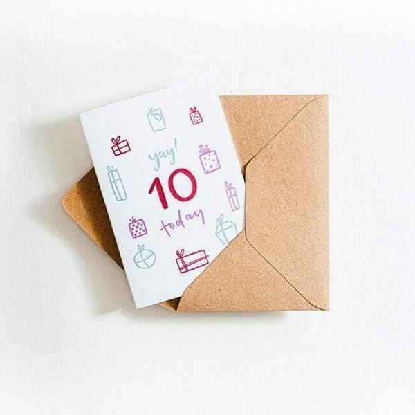 Hunter Paper Co. Yay Ten Today 10th Birthday Card