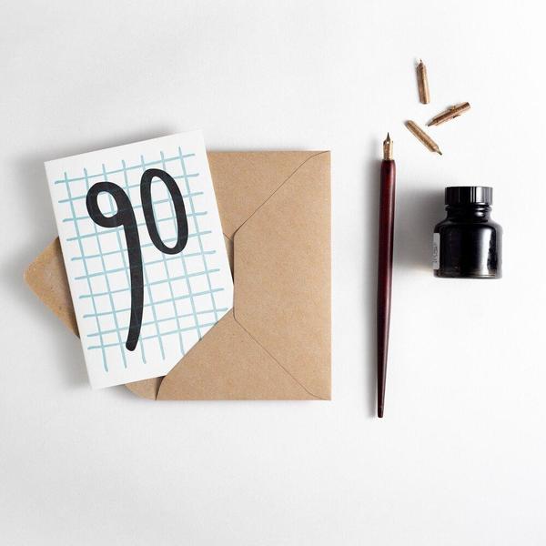 Hunter Paper Co. 90 Tall Number Letterpress Birthday Card