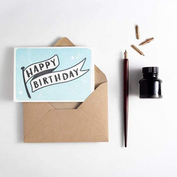 Happy Birthday Banner Letterpress Card