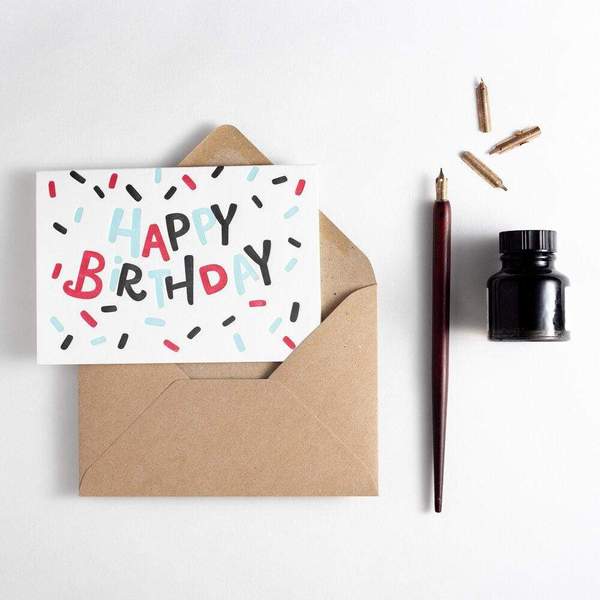 Happy Birthday Confetti Letterpress Card