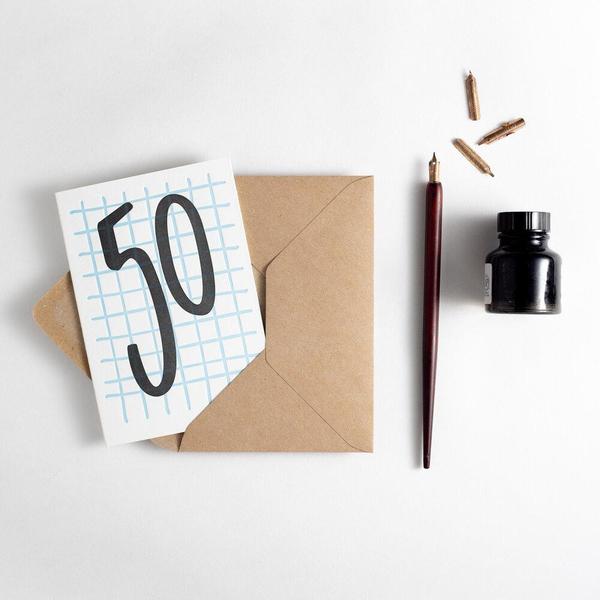 Hunter Paper Co. 50 Tall Number Letterpress Birthday Card