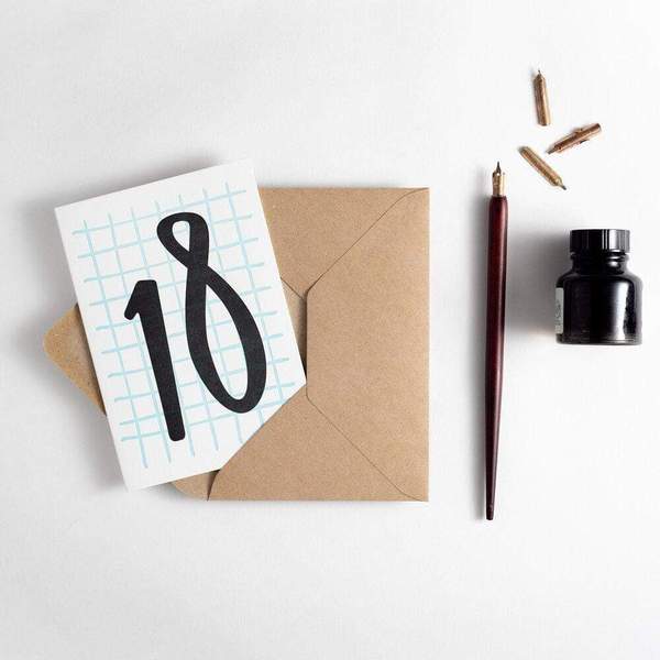 Hunter Paper Co. 18 Birthday Letterpress Tall Number Card
