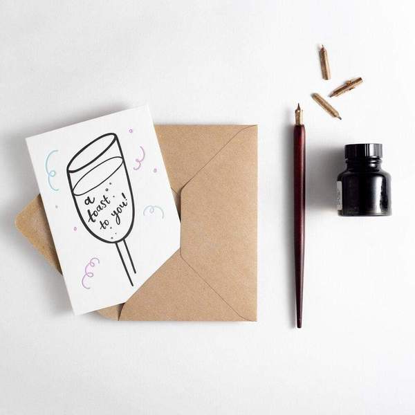 Hunter Paper Co. A Toast To You Letterpress Birthday Card