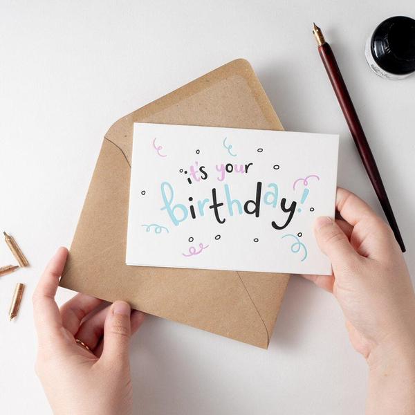 Its Your Birthday Curls Letterpress Card