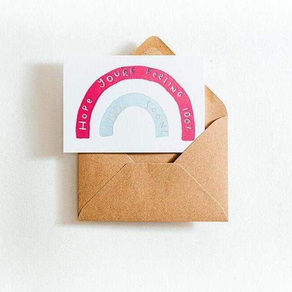 Hunter Paper Co. Hope Youre Feeling 100 Again Soon Letterpress Get Well Card