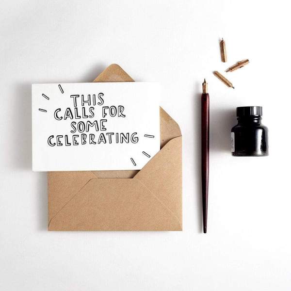 Hunter Paper Co. This Calls For Some Celebrating Letterpress Congratulations Card