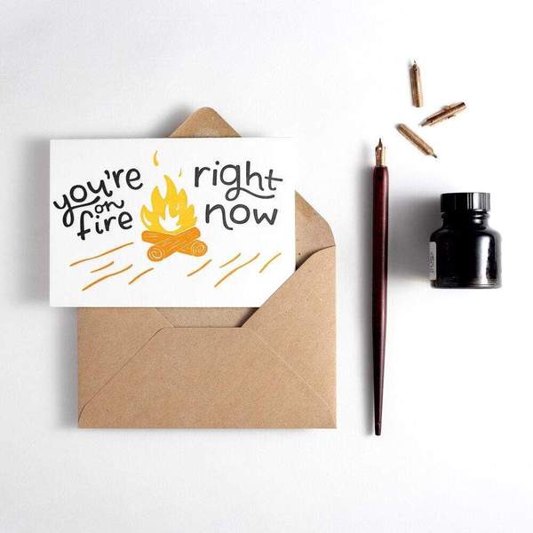 Hunter Paper Co. Youre On Fire Right Now Letterpress Congratulations Card