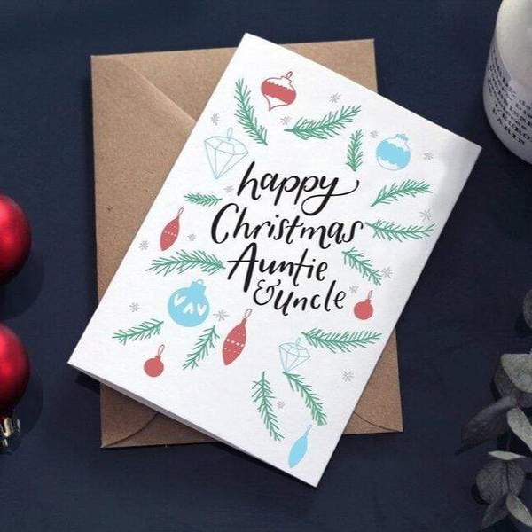Hunter Paper Co. Happy Christmas Auntie Uncle Letterpress Card