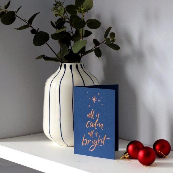 All Is Calm All Is Bright Letterpress Christmas Card