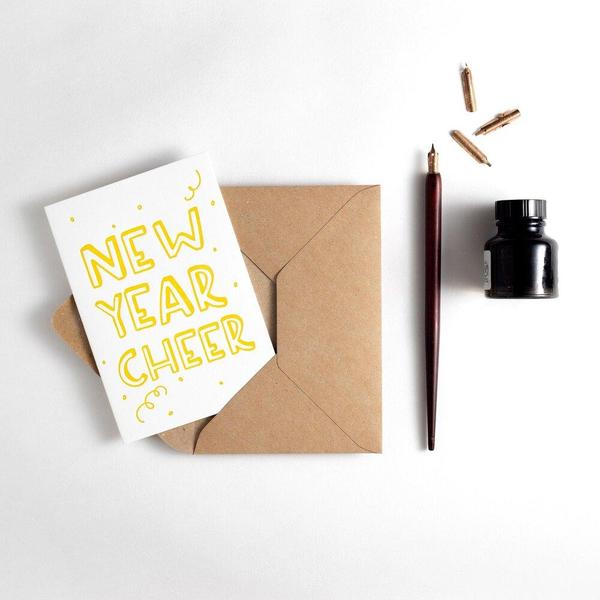 New Year Cheer Happy New Year Letterpress Card