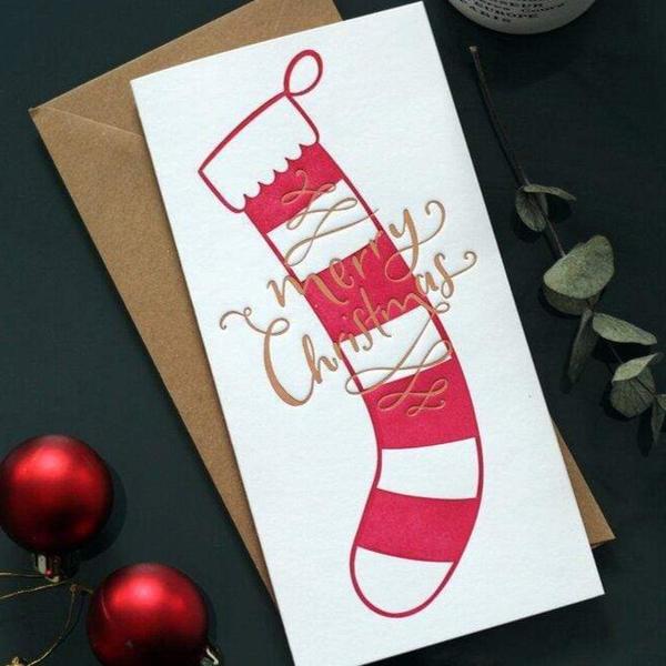 Hunter Paper Co. Merry Christmas Stocking Money Wallet Card