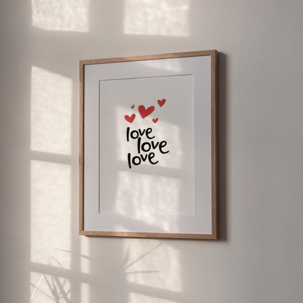 Hunter Paper Co. Love Love Love A 4 Letterpress Art Print