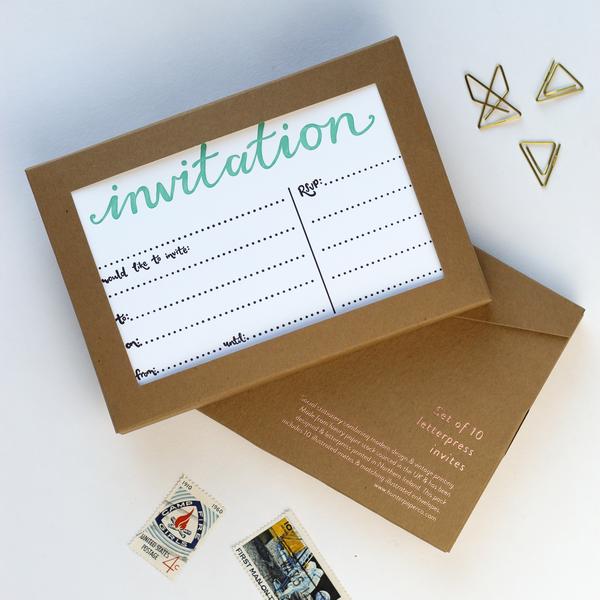 Hunter Paper Co. Invitation Letterpress Invite Set Of 10