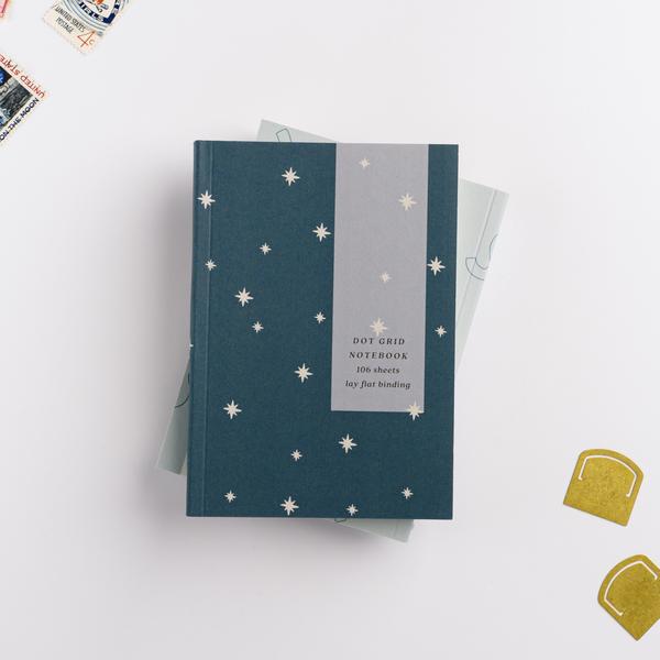 Teal Stars A 6 Lay Flat Slim Notebook