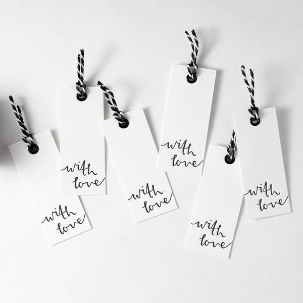 With Love Set Of Six Letterpress Gift Tags