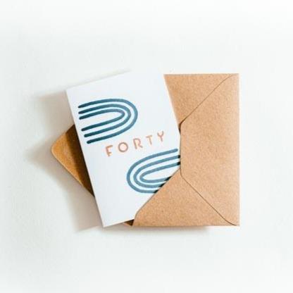 Forty Letterpress 40th Birthday Card