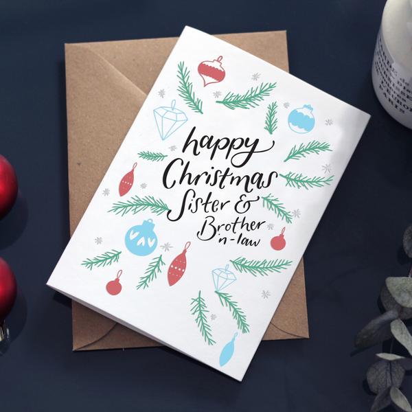 Hunter Paper Co. Happy Christmas Sister Brother In Law Letterpress Card