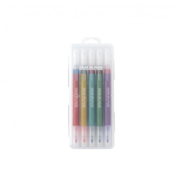 livework Twin Plus Pens 10 Vintage Colours Set Of 5 Twin Tip Pens
