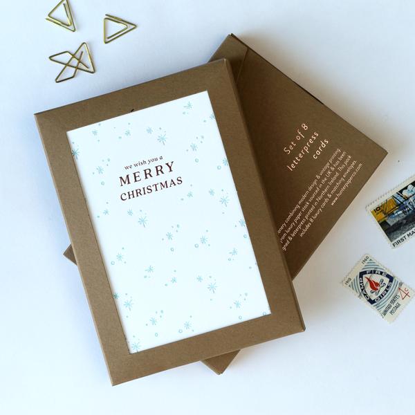 We Wish You A Merry Christmas Set Of 8 Letterpress Christmas Cards