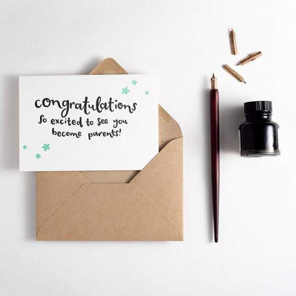 Congratulations So Excited To See You Become Parents Letterpress Card