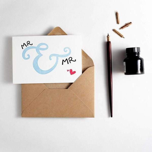 Mr Mr Letterpress Wedding Card