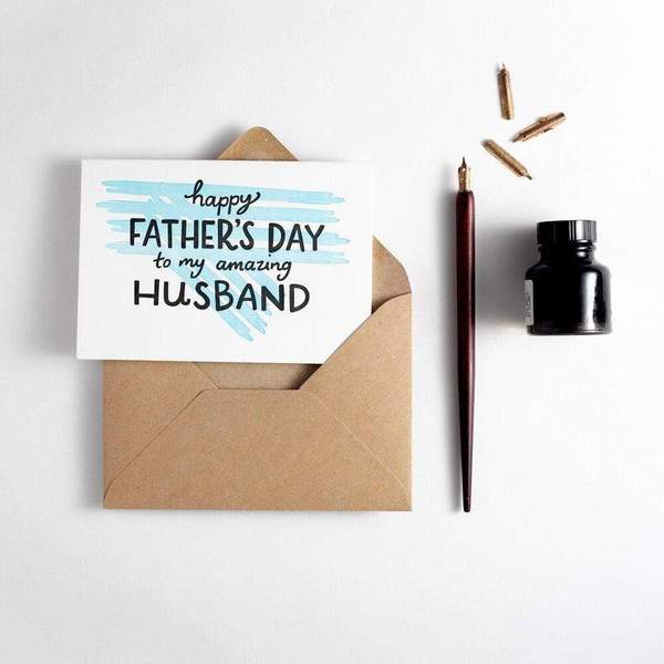 Happy Fathers Day To Amazing Husband Letterpress Card