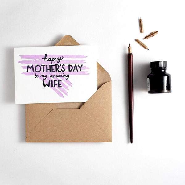 Happy Mothers Day To My Amazing Wife Letterpress Card