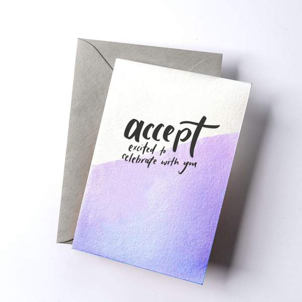 Accept Rsvp Dip Dye Letterpress Card