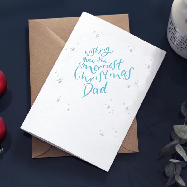 Hunter Paper Co. Wishing You The Merriest Christmas Dad Letterpress Card