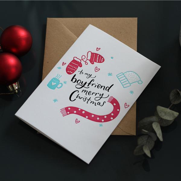 Hunter Paper Co. To My Boyfriend Merry Christmas Letterpress Card