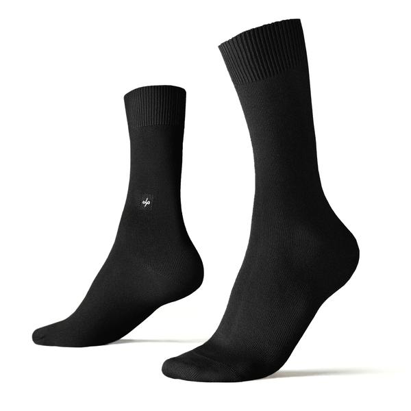 Crew Plain Cotton Black Star Socks