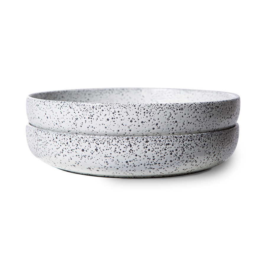 HK Living Gradient Ceramics: Deep Plate Cream (Set of 2)