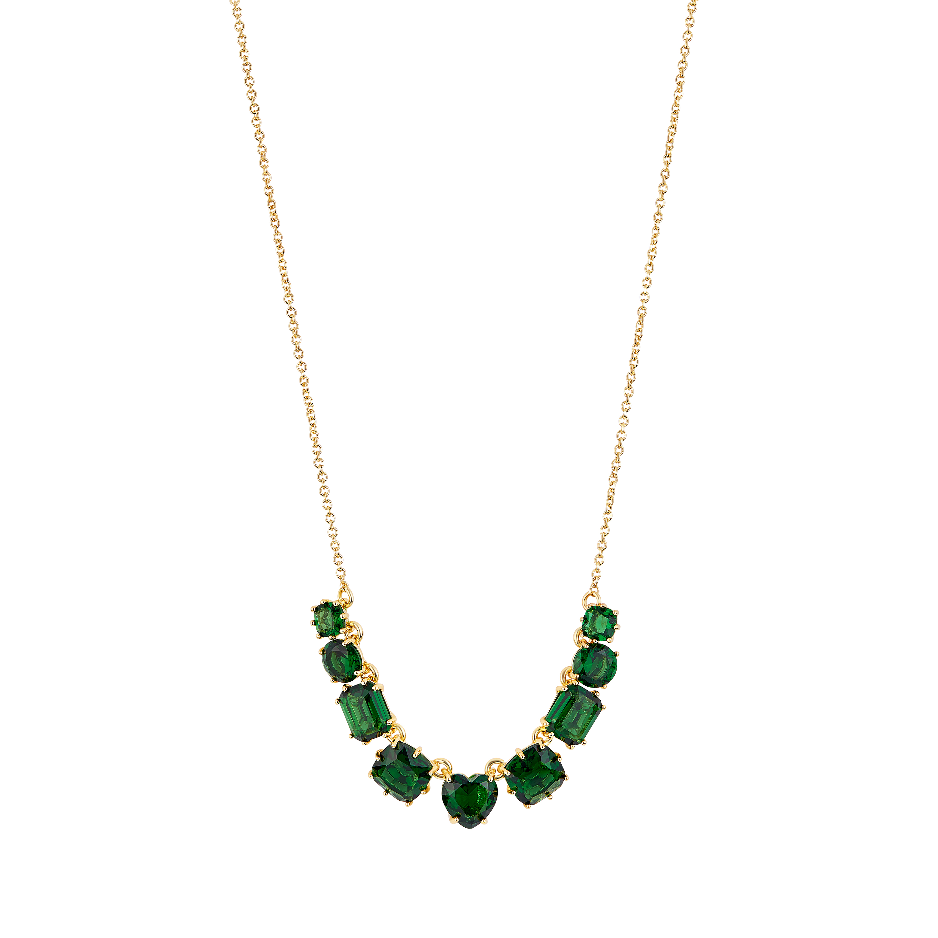 Les Nereides Emerald Green 9 Stones Diamantine Thin Necklace