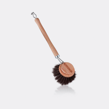 Humdakin Decorative Functional Round Wood Metal Horse Hair Dish Brush