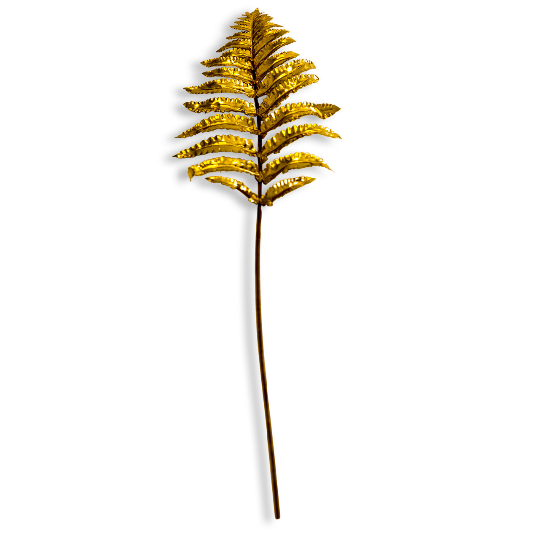&Quirky Faux Metallic Gold Small Single Fern Leaf