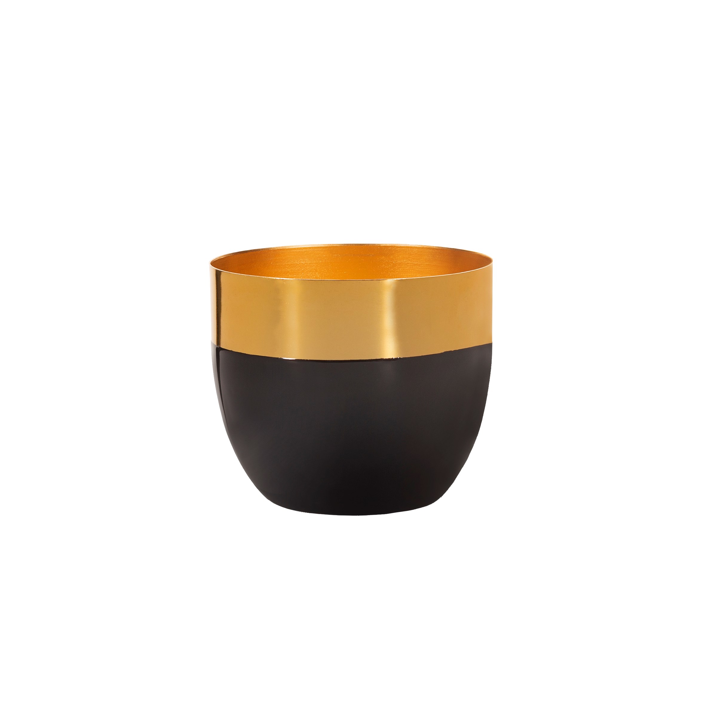 Polished Gold & Black Metal Planter Small