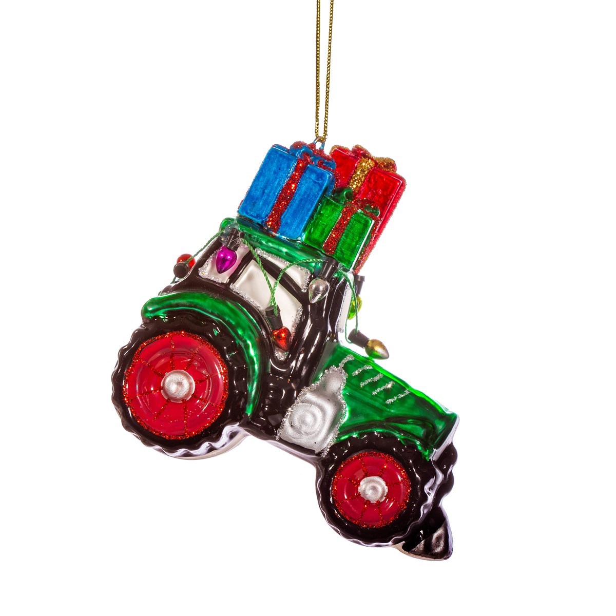 Sass & Belle  Glass Tractor Bauble with Gifts