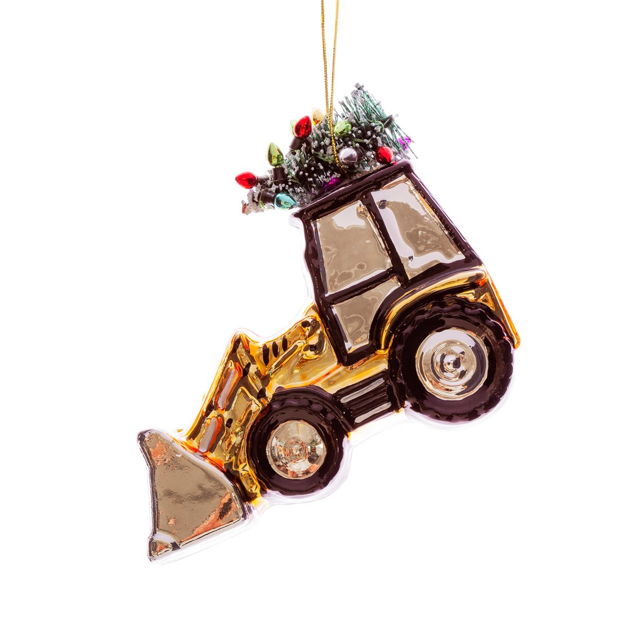 Sass & Belle  Gold Tractor With Tree Shaped Bauble