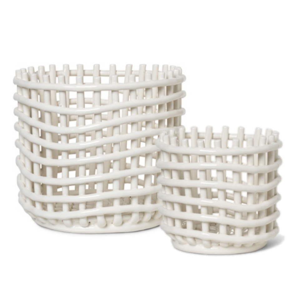 Ferm Living Ceramic Basket Off White - Set of 2