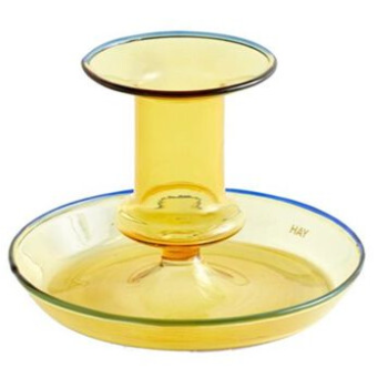 HAY Flare Candleholder - Yellow with blue rim