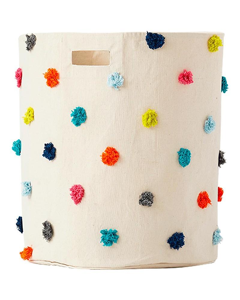 Multicolored pon pon cotton basket - XL