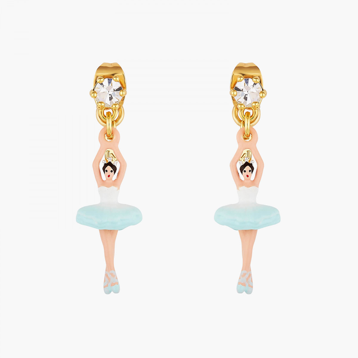 Les Nereides Ballerina and Faceted Crystal Post Earrings
