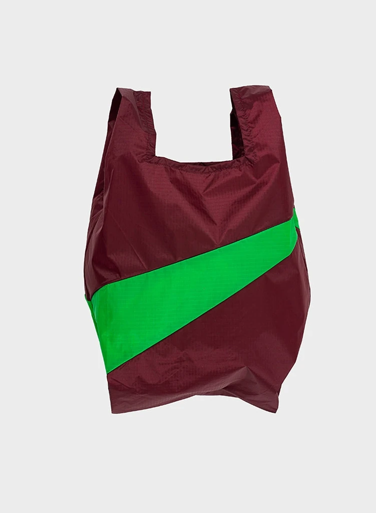 Susan Bijl  The New Shopping Bag Burgundy & Greenscreen Medium