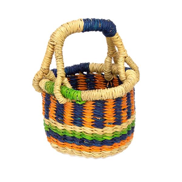 Ghanaian Mini Bolga Basket Midnight Blue Hues