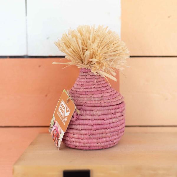 Pom Pom Basket In Pink