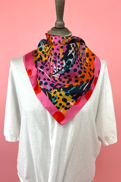 Multi Colour Feather Satin Scarf