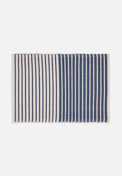 Folkdays Cotton Placemats with Stripes // Natural-Blue // Set of 2