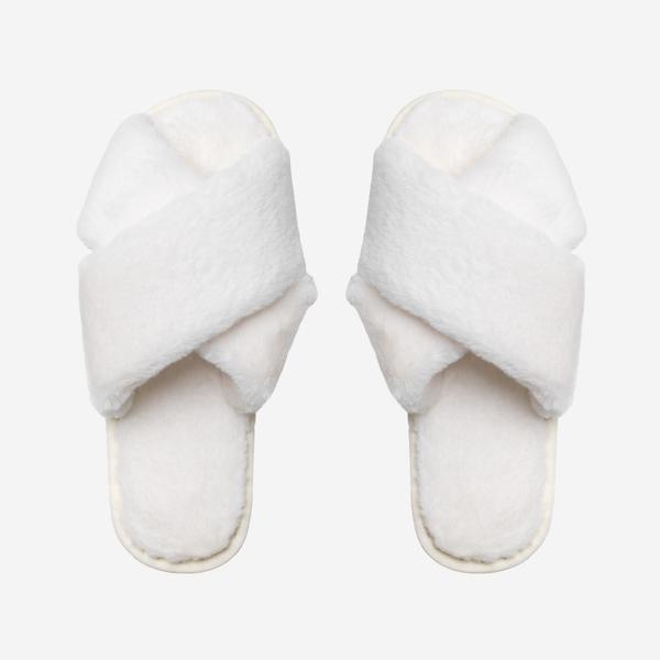 Lou Faux Fur Slippers | Cream White