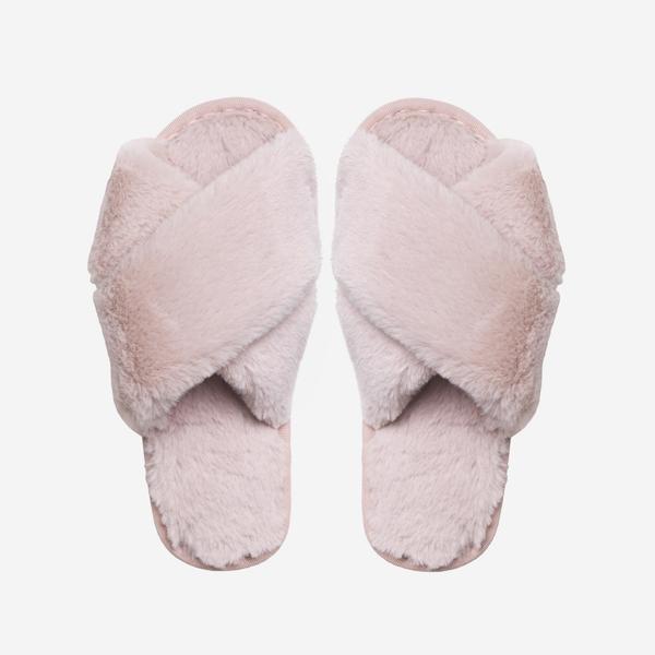 Lou Faux Fur Slippers | Light Pink